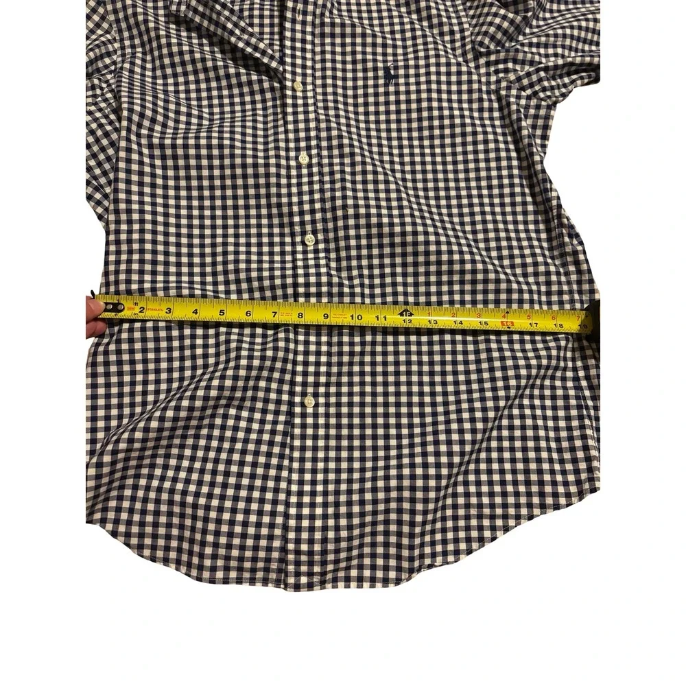 Polo Ralph Lauren Mens Navy Gingham Check Button Down Shirt Medium Long Sleeve